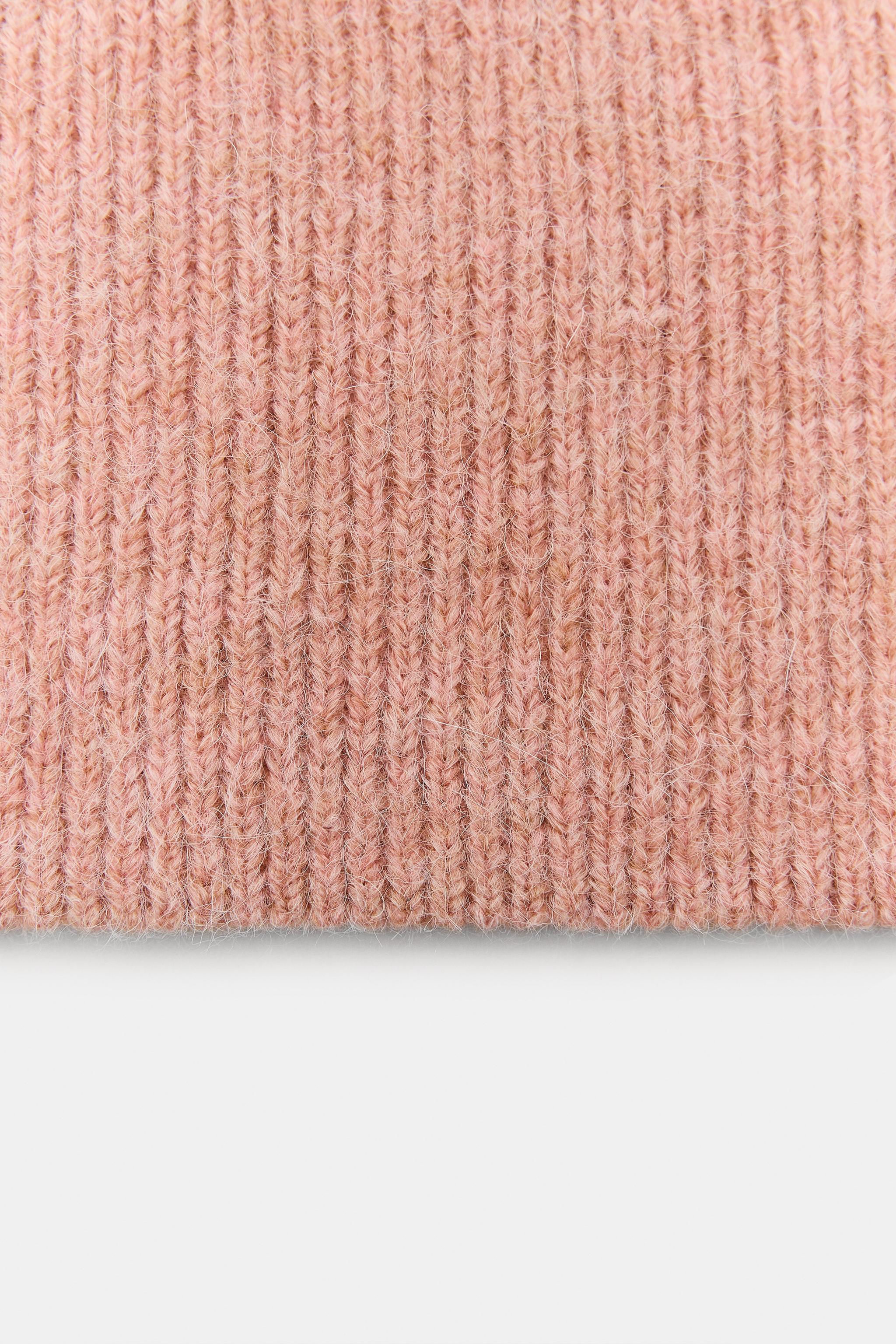 RIBBED KNIT BEANIE HAT - Pink | ZARA United States