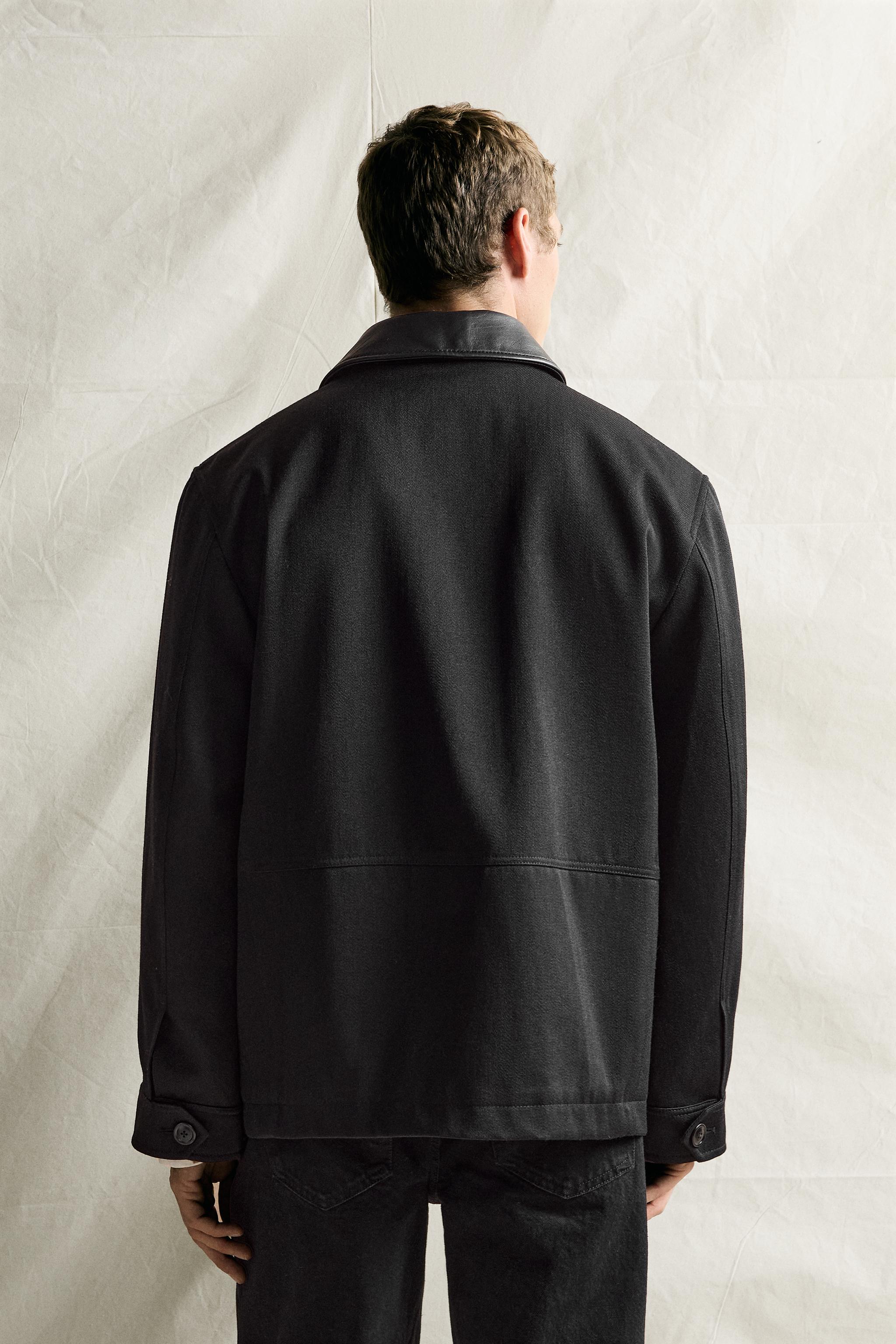 BLOUSON MÉLANGE LAINE COL CUIR