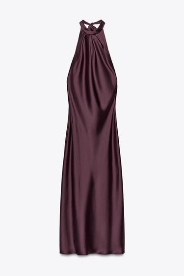 ROBE MIDI SATINÉE DOS NU - Bordeaux de Zara - Image 6