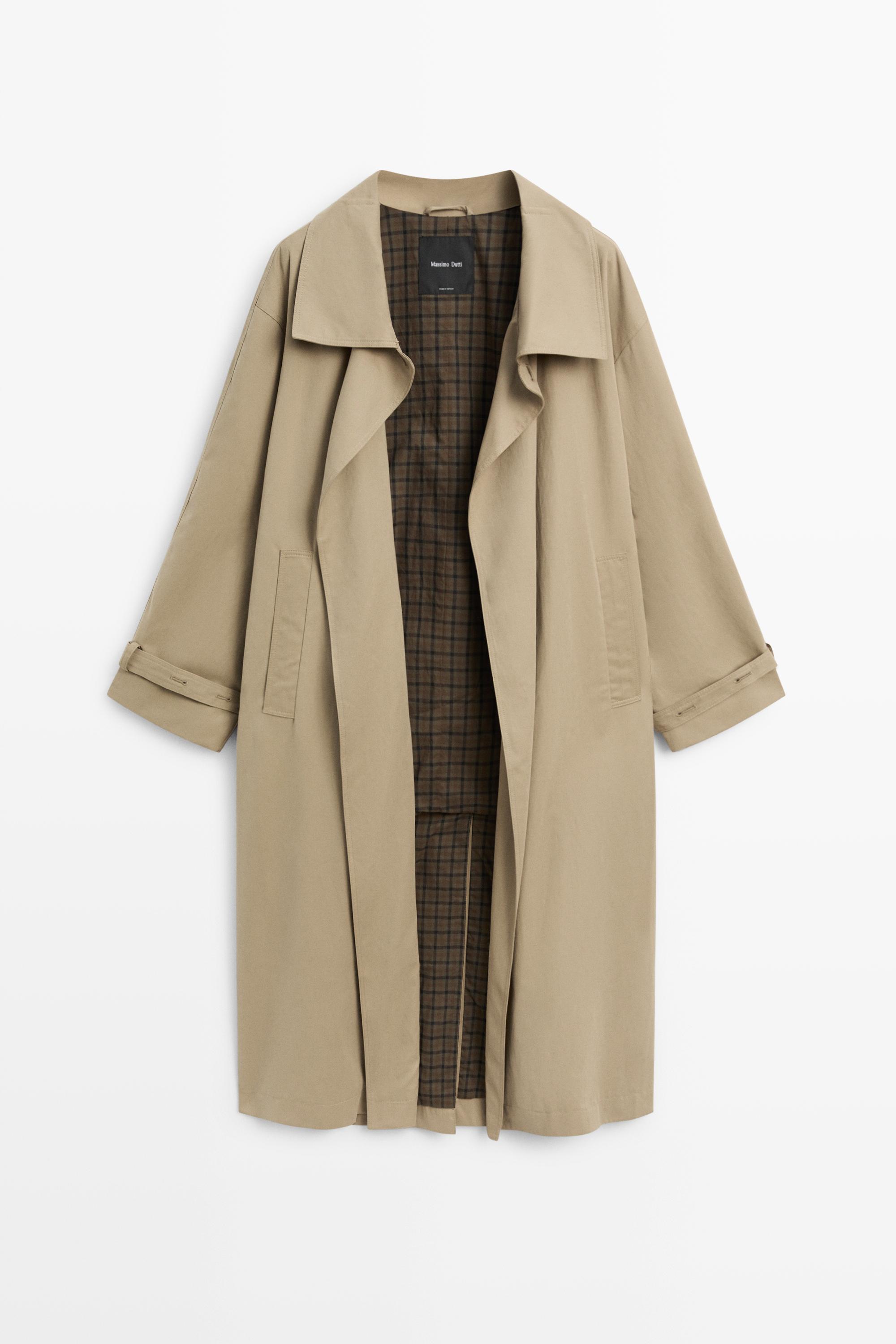 Long trench coat with buckle detail