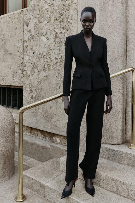 Zara HIGH-RISE STRAIGHT PANTS - Black - Image 0