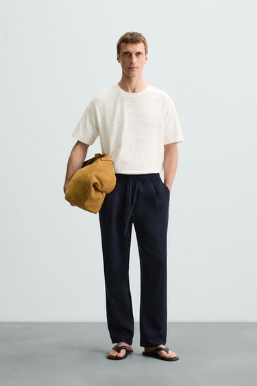 STRIPED IRREGULAR TEXTURE T-SHIRT - Oyster-white by Zara - Image 0