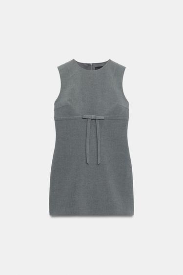 MINIVESTIDO COM LAÇO - Cinza-claro da Zara - Imagem 0