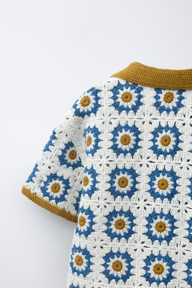 CROCHET SUN KNIT SHIRT - Sand / Blue by Zara - Image 3