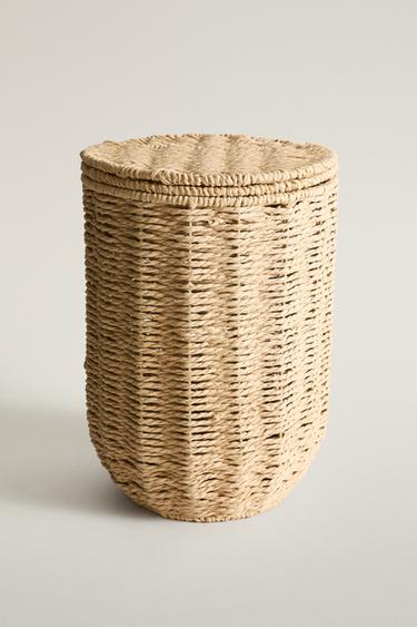 BATHROOM WASTEPAPER BASKET WITH REMOVABLE LID - Light beige by Zara