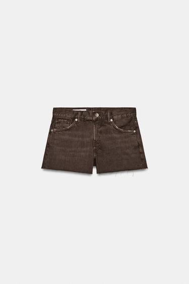 TRF COLOURED DENIM MID-WAIST BERMUDA SHORTS - Brown by Zara - Image 4
