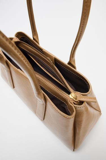 CRACKLED-EFFECT CITY BAG - Beige by Zara - Image 4