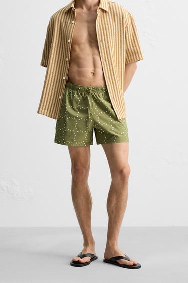 ABSTRACT PRINT MID-LENGTH SWIMMING TRUNKS - Light khaki by Zara - Image 2