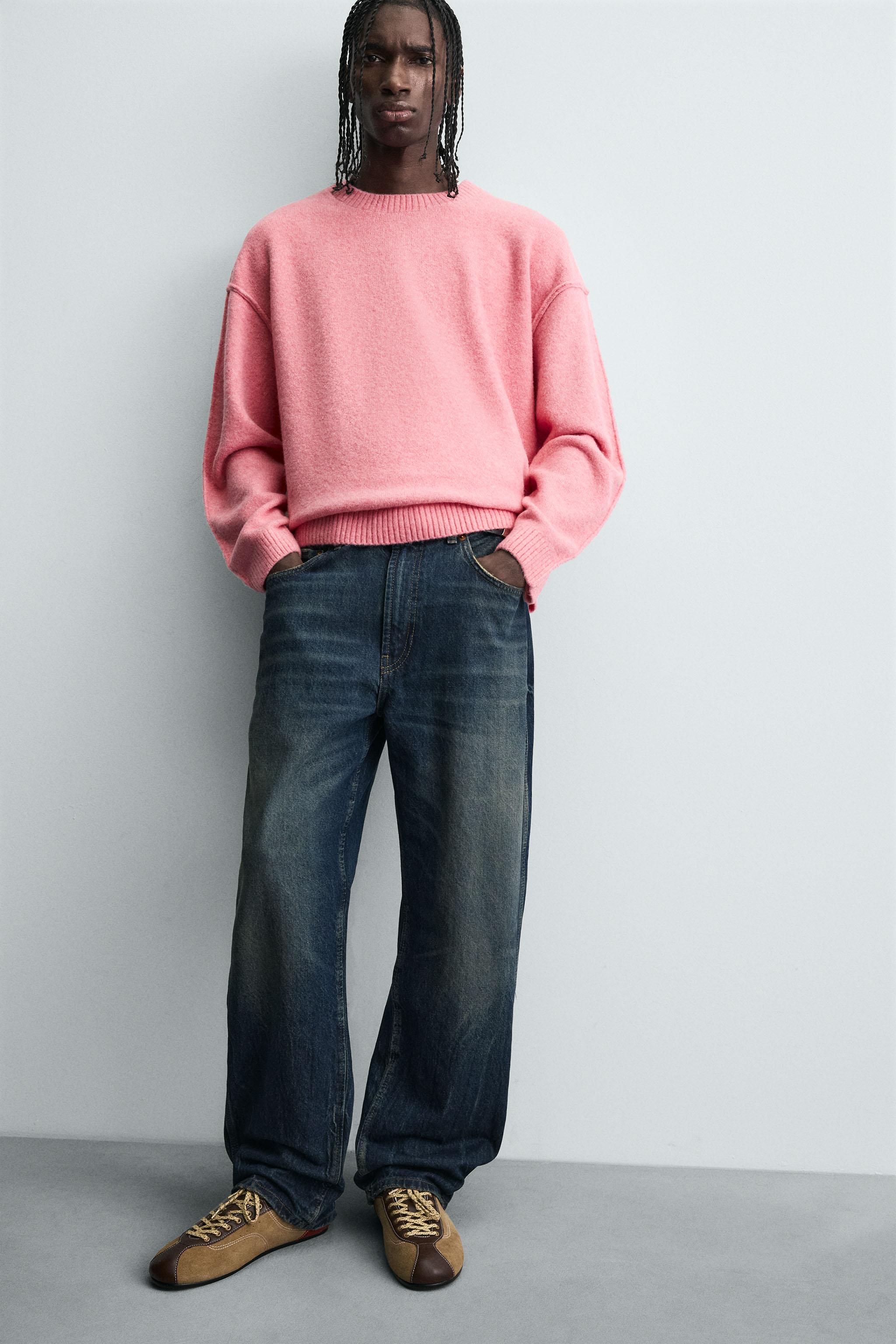 TEXTURED SWEATER WITH REVERSE EFFECT SEAMS - Pink | ZARA United States