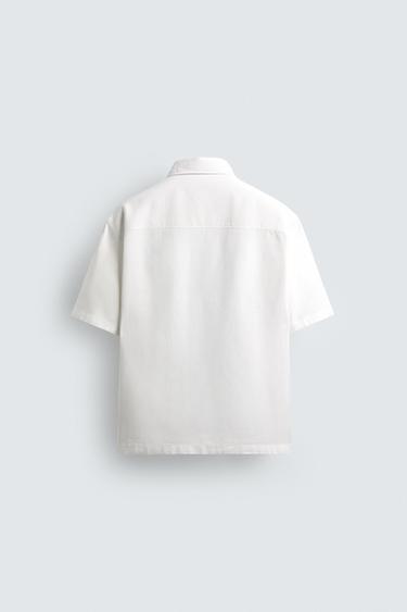 CHEMISE EN COTON ET LIN - Blanc de Zara - Image 6