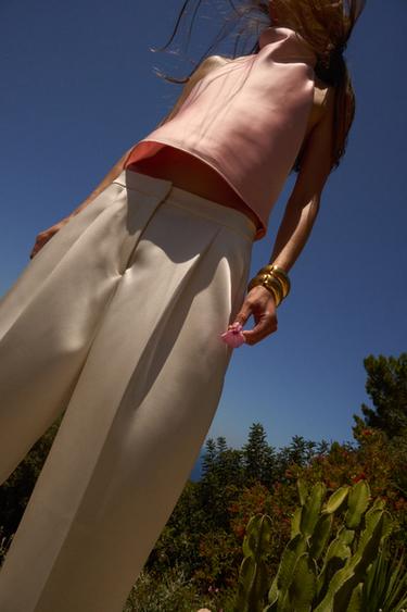 Zara SATIN EFFECT HALTER TOP - Pink