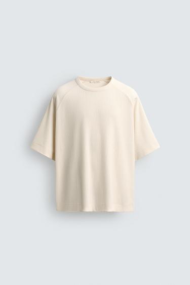 CAMISETA BOXY FIT ESTRUCTURA - Blanco roto de Zara - Imagen 0