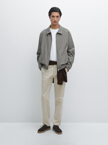 Zara Slim fit cotton trousers - Beige