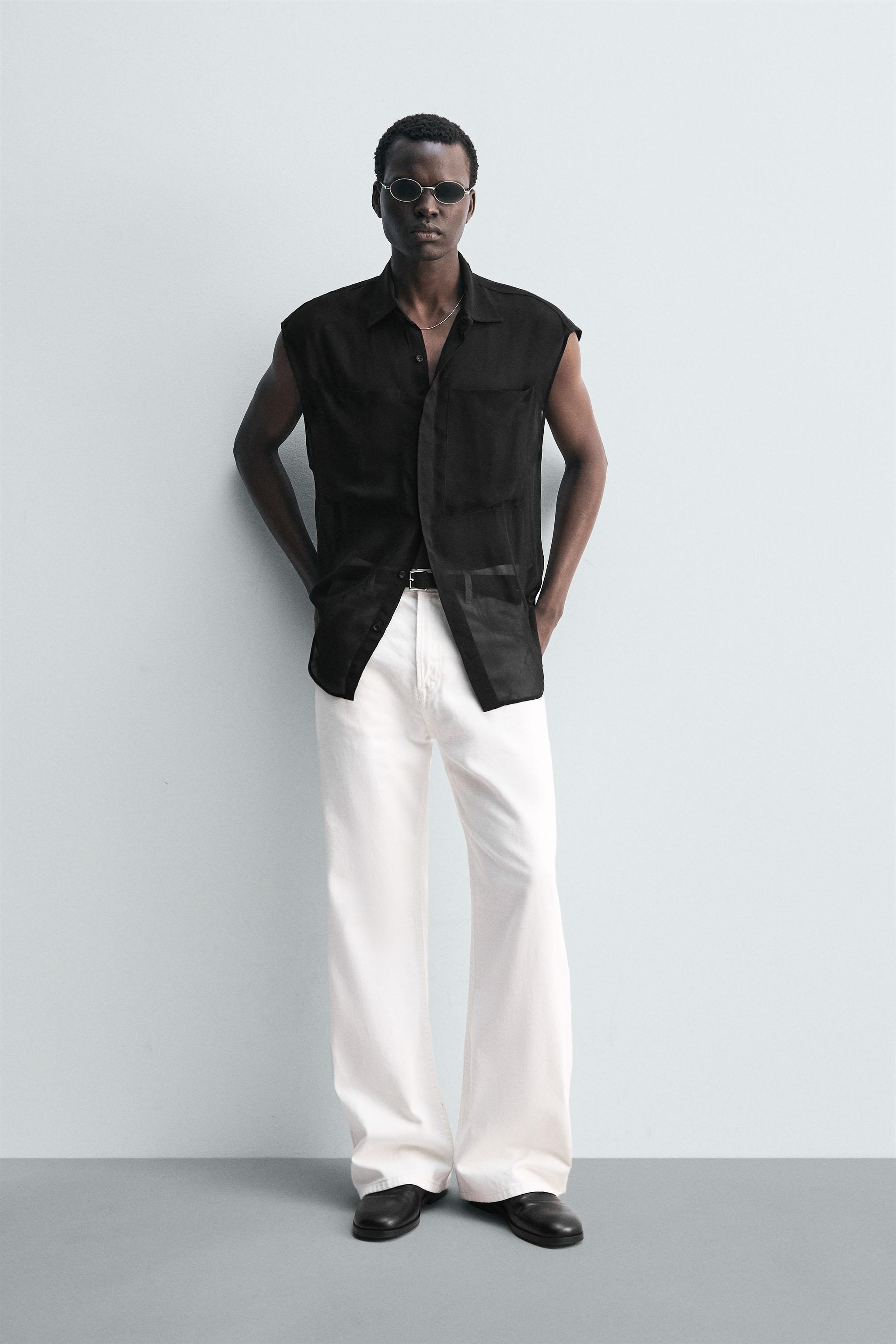 SEMI-SHEER POCKET SHIRT - Black | ZARA United States