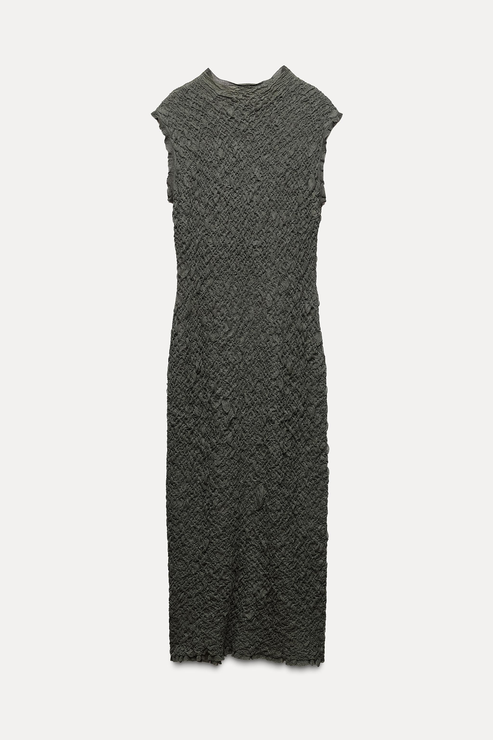 Grey knitted dress zara hotsell