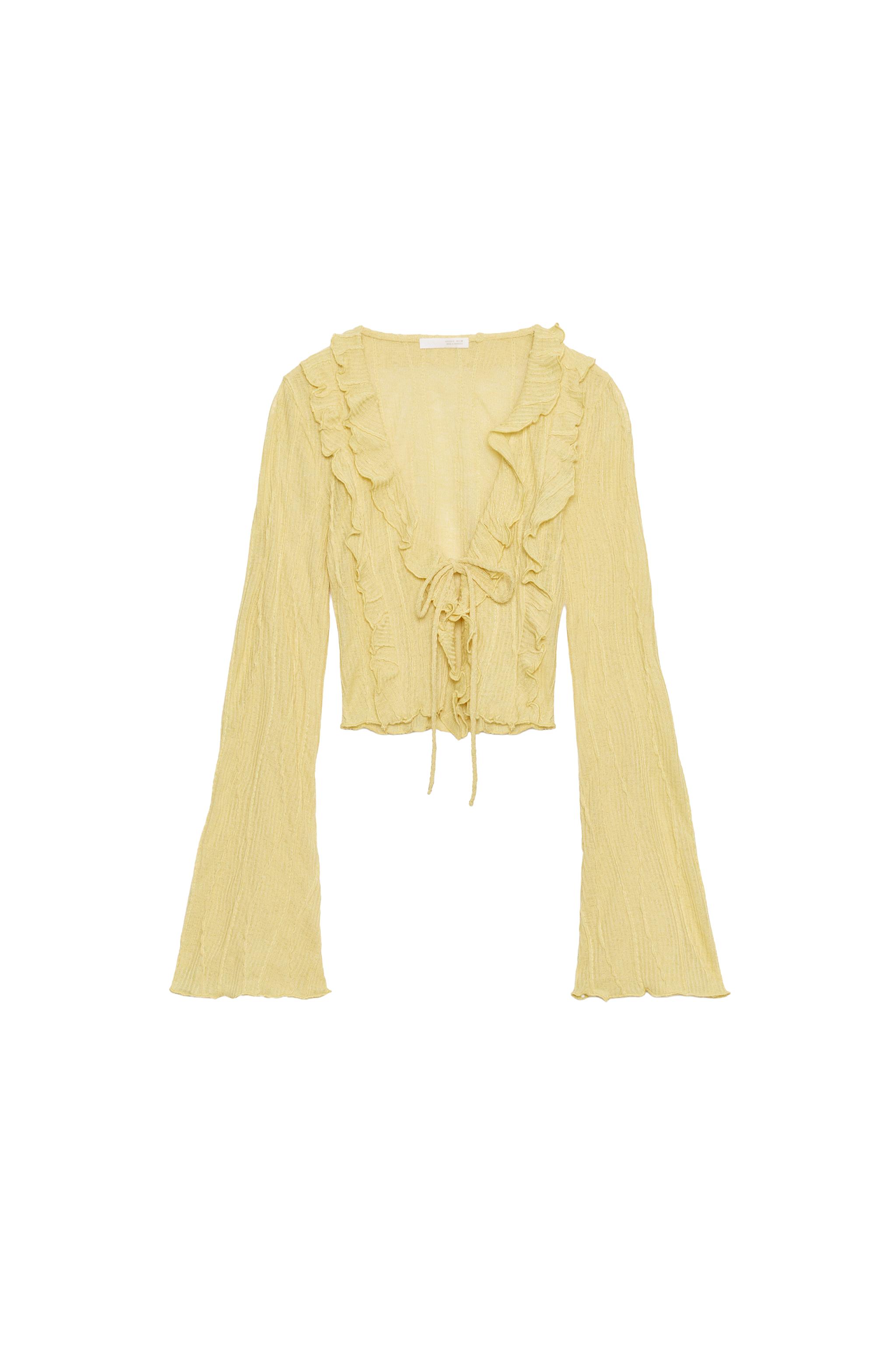 ZARA ザラ フリルディテール　プリーツトップス S ZARA - ZARA ザラ フリルディテール プリーツトップス Mの通販 by