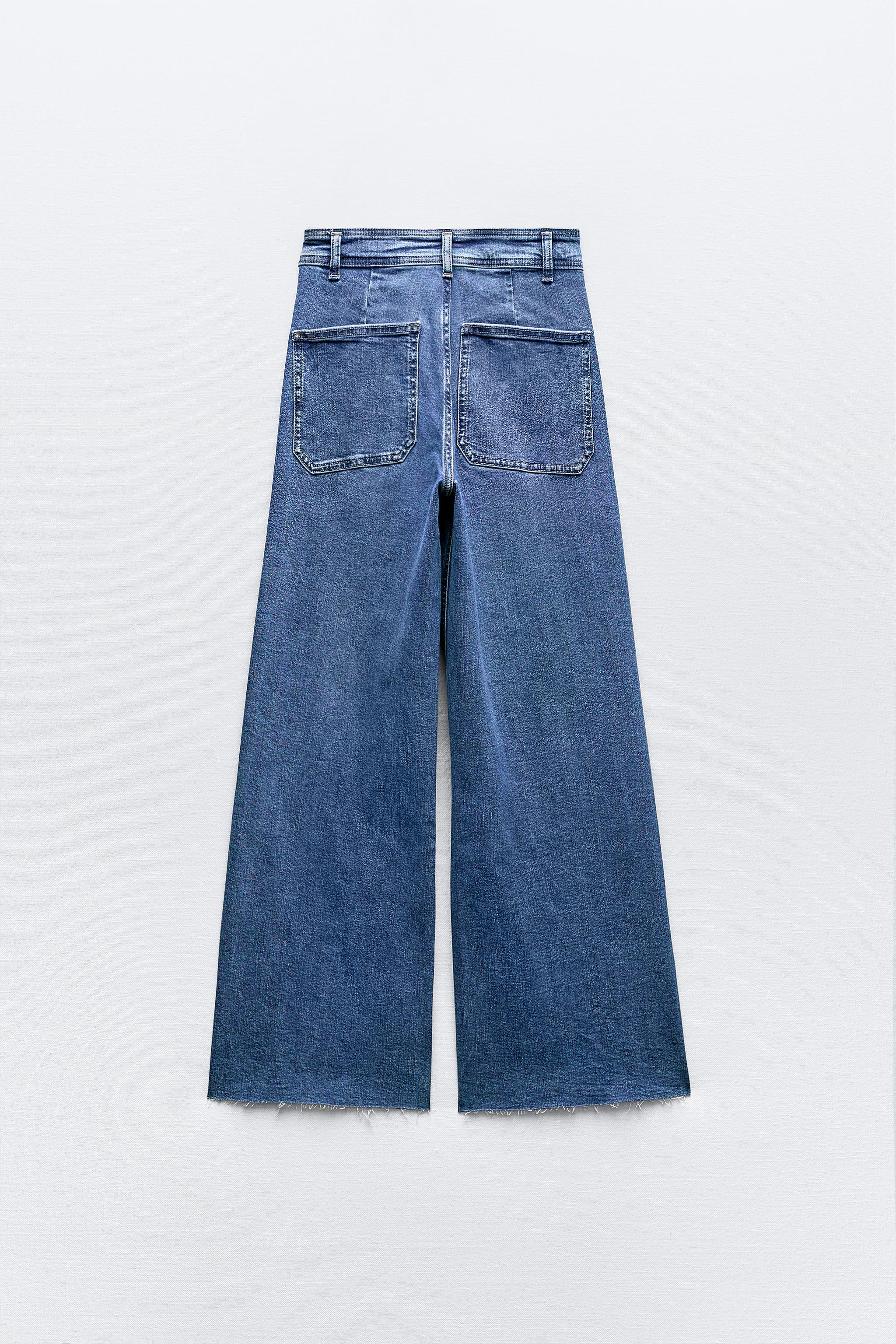 ZW COLLECTION MARINE STRAIGHT-LEG HIGH-WAIST JEANS WITH POCKETS - Blue