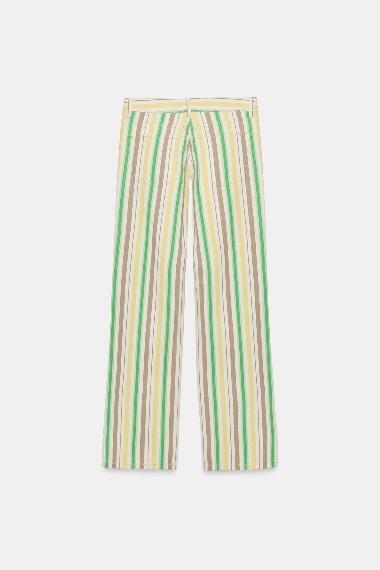 Женские джинсы Zara Trf Low-Rise Wide-Leg Striped, цвет: Полосатый — фото 5