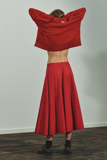 JUPE MI-LONGUE PLISSÉE - Rouge de Zara - Image 4