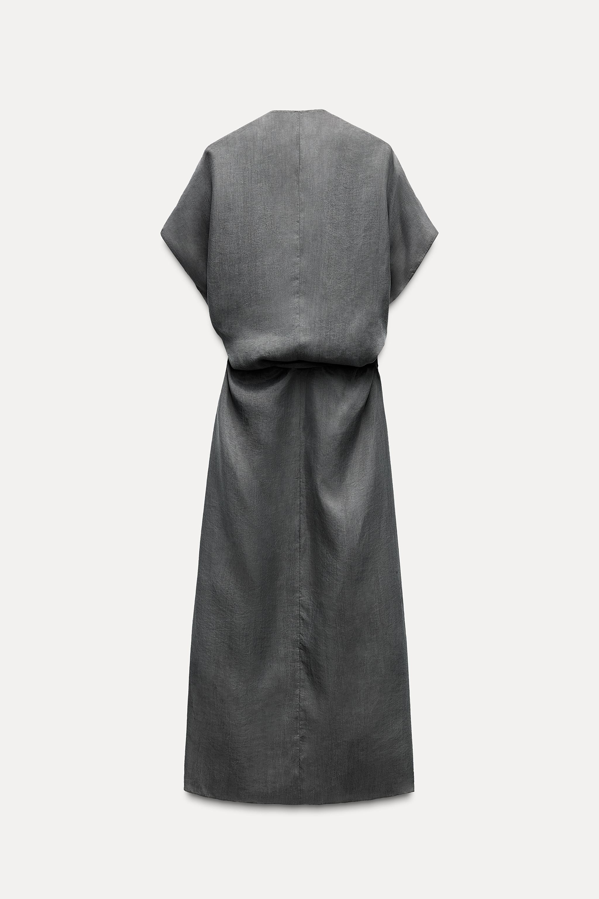 ZW COLLECTION リボン ミディワンピース - ライトグレー | ZARA Japan 