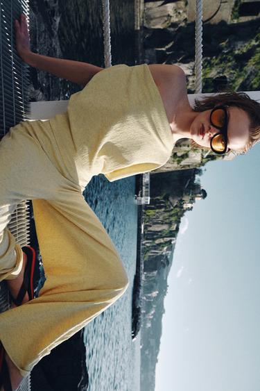 PANTALON DROIT TEXTURÉ - Jaune clair de Zara - Image 3