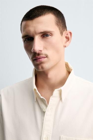 CAMISA DENIM RELAXED FIT - Branco da Zara