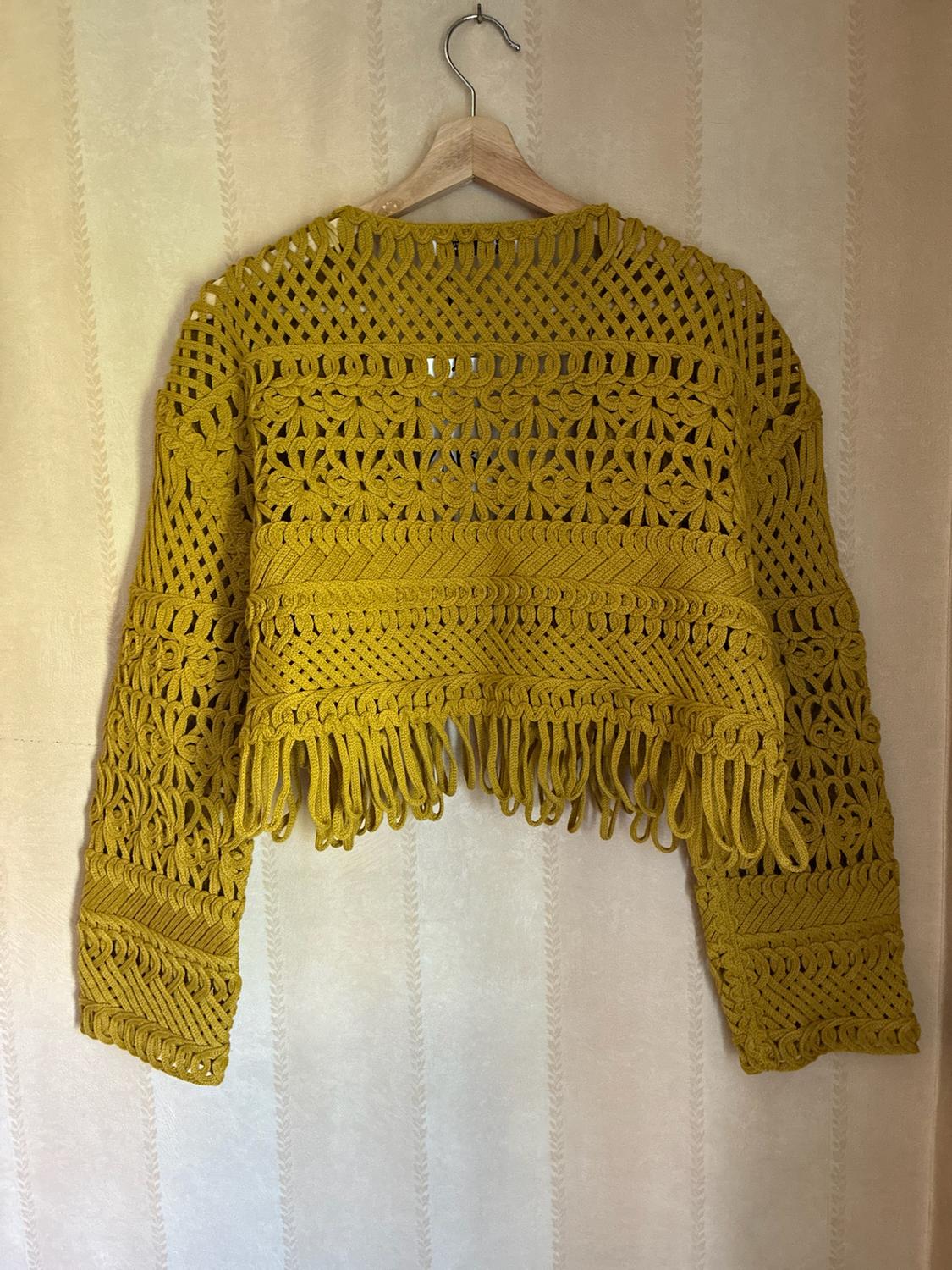 SHORT MACRAMÉ CARDIGAN WITH FRINGING - Image 5