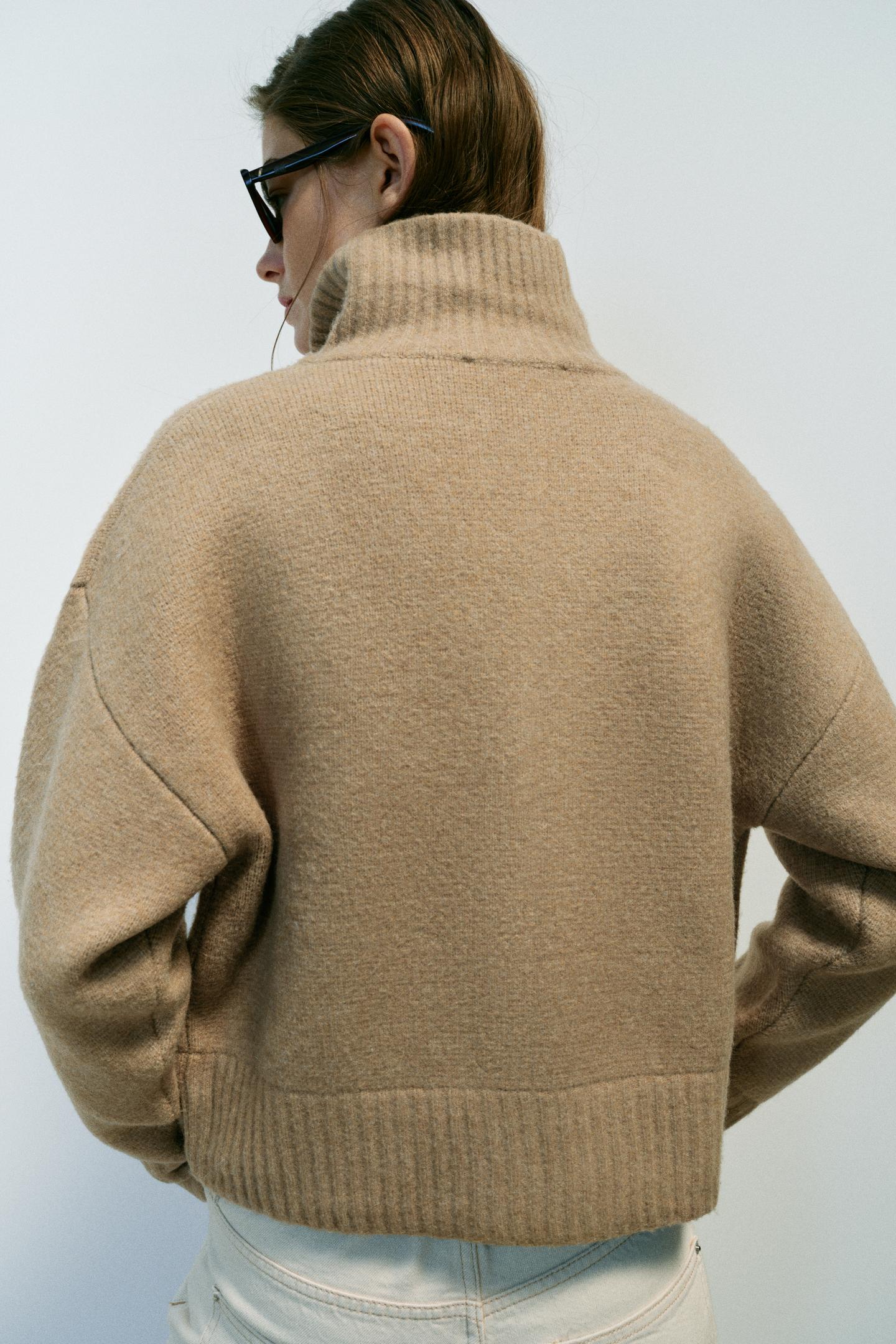 Женский кардиган Zara High Neck, цвет: Серо-коричневый коричневый — фото 6