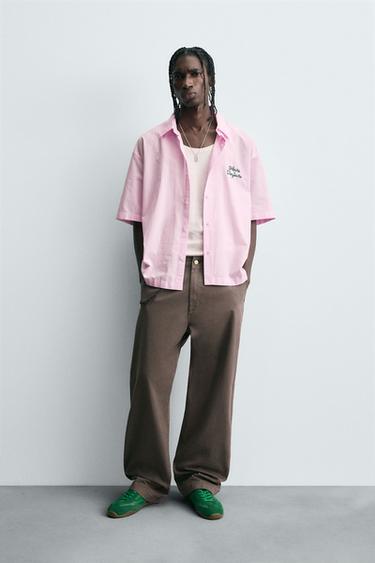 TEXT STRIPE SHIRT - Pink by Zara