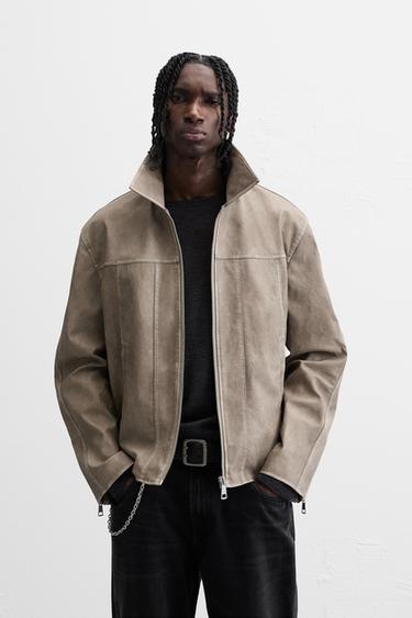 FADED LEATHER EFFECT JACKET - Beige by Zara