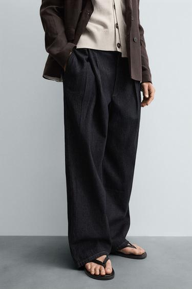 JEANS WIDE FIT PLIEGUES - Marino de Zara