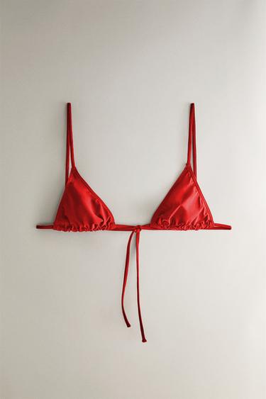 TRIANGLE BEACH BIKINI TOP - Red by Zara