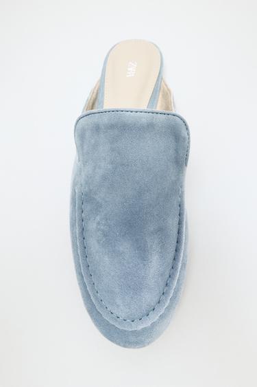 LEATHER MULE LOAFERS - Blue by Zara