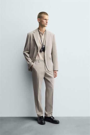 Zara TEXTURED SUIT PANTS - Grayish - Image 0