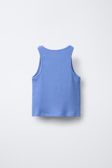 RIBBED TOP WITH KNOTTED FISH DETAIL - Blue by Zara - Image 1