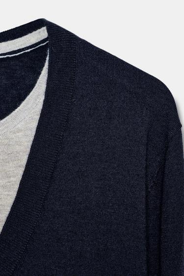WOOL BLEND CONTRAST JUMPER - Navy blue by Zara - Image 8