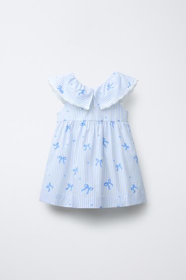 STRIPED DRESS WITH BOWS - Light blue by Zara - Image 1