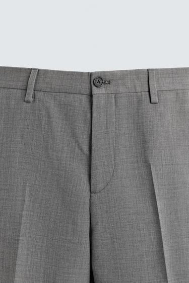 SLIM FIT WOOL BLEND SUIT TROUSERS - Grey by Zara - Image 6