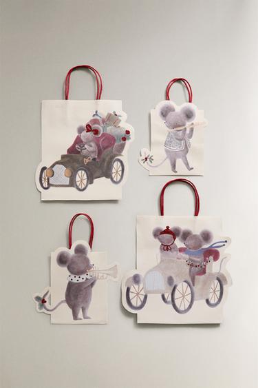 LOT DE SACS CADEAUX SOURIS DE NOËL (LOT DE 4) - Multicolore de Zara - Image 0