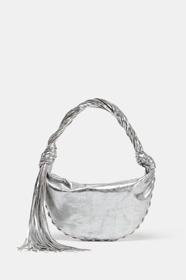 BOLSO FLECOS EFECTO METALIZADO - Plata de Zara