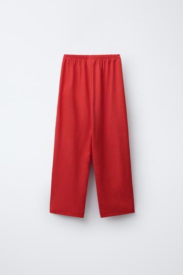 PANTALON DROIT PIQUÉ - Rouge de Zara - Image 1