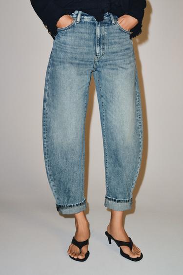 ZW COLLECTION MID-RISE CUFFED BALLOON JEANS — Mid-blue 2