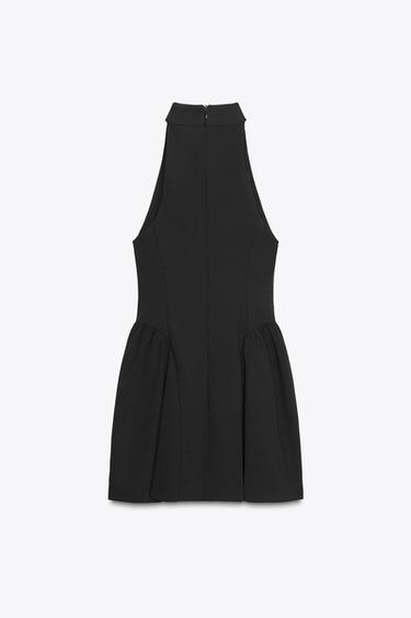 HALTERNECK PLEATED SHORT DRESS - Black by Zara - Image 5
