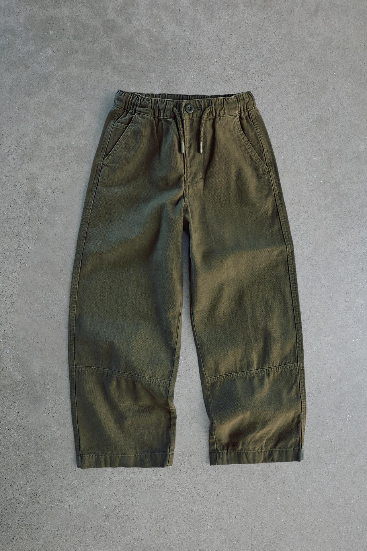 BAGGY CANVAS PANTS — dark khaki