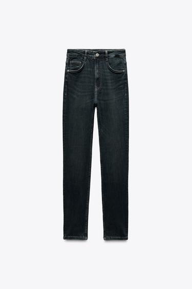 JEANS TRF SCULPT SHTRAT I LARTË - E zezë nga Zara
