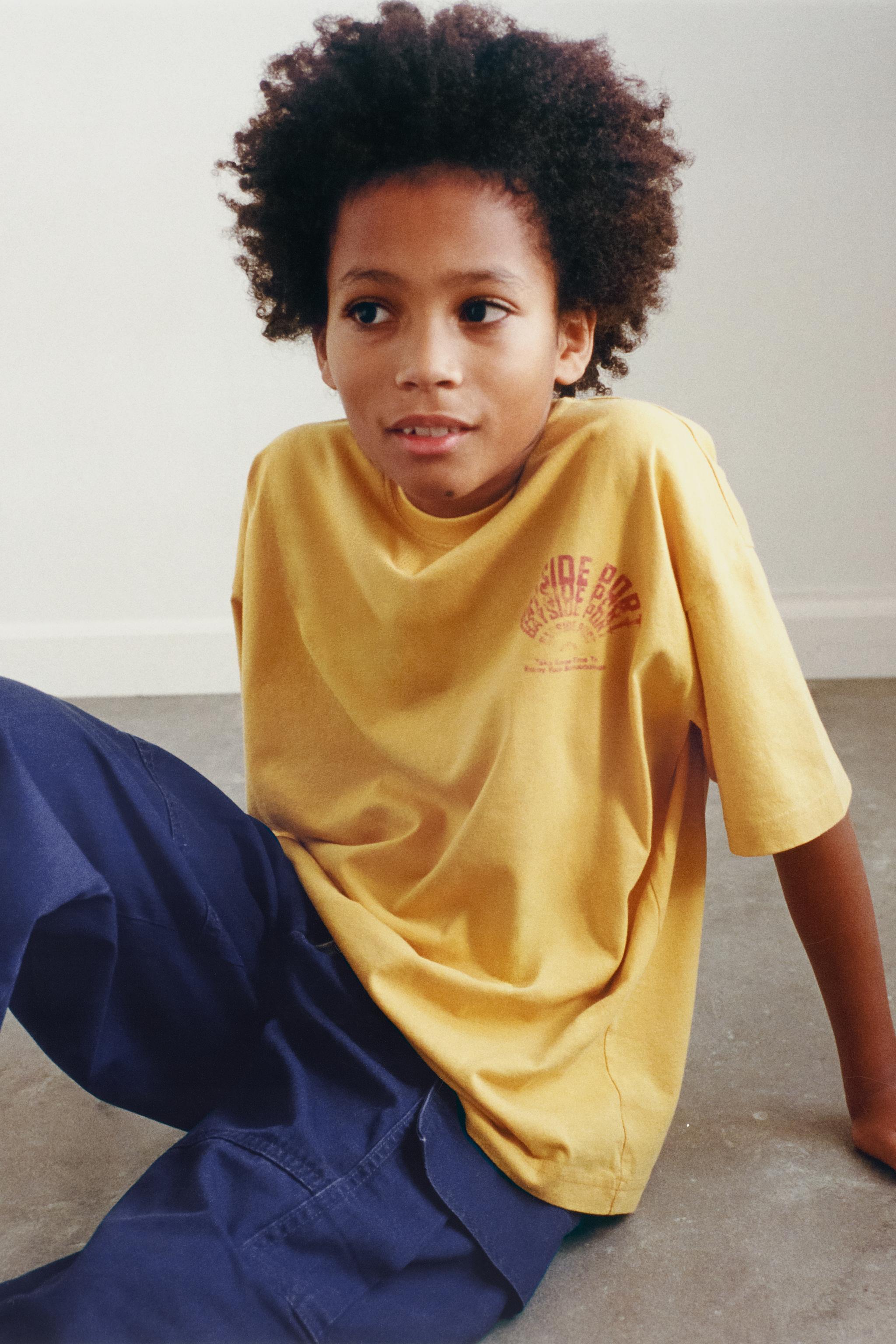 TEXT PRINT T-SHIRT — yellow