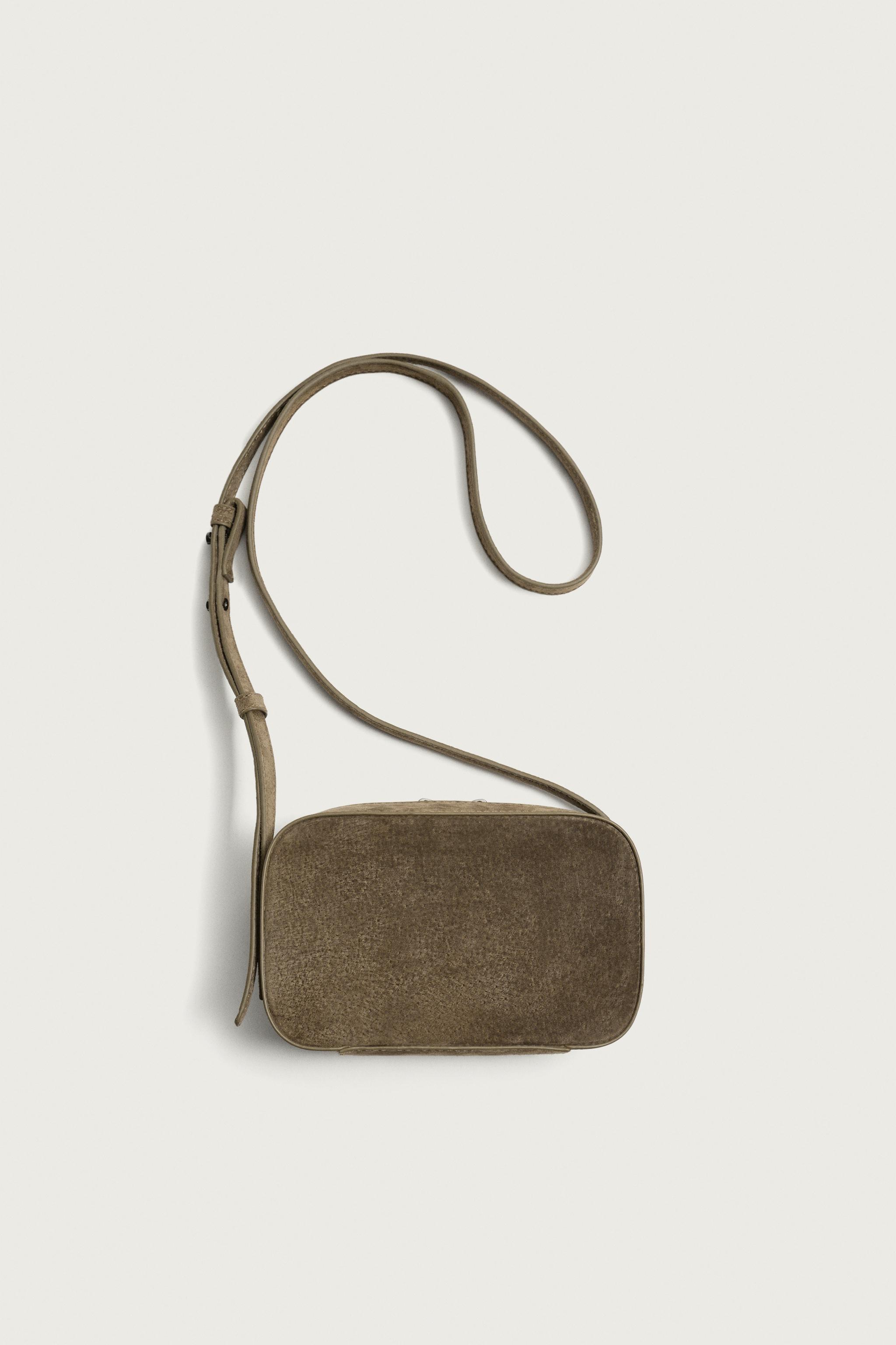 LEATHER CROSSBODY BAG - Khaki Green | ZARA Turkey