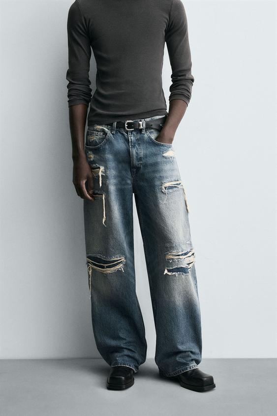 Pantaloni Zara Jeans Larghi Strappati Zara Jeans Zara Jeans Baggy