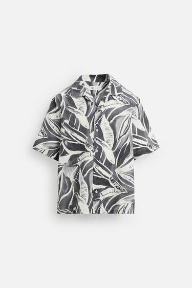 CHEMISE EN SEERSUCKER IMPRIMÉ - Gris foncé de Zara - Image 5
