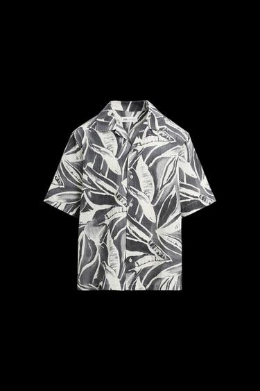 CAMISA SEERSUCKER ESTAMPADO - Gris oscuro de Zara - Imagen 0